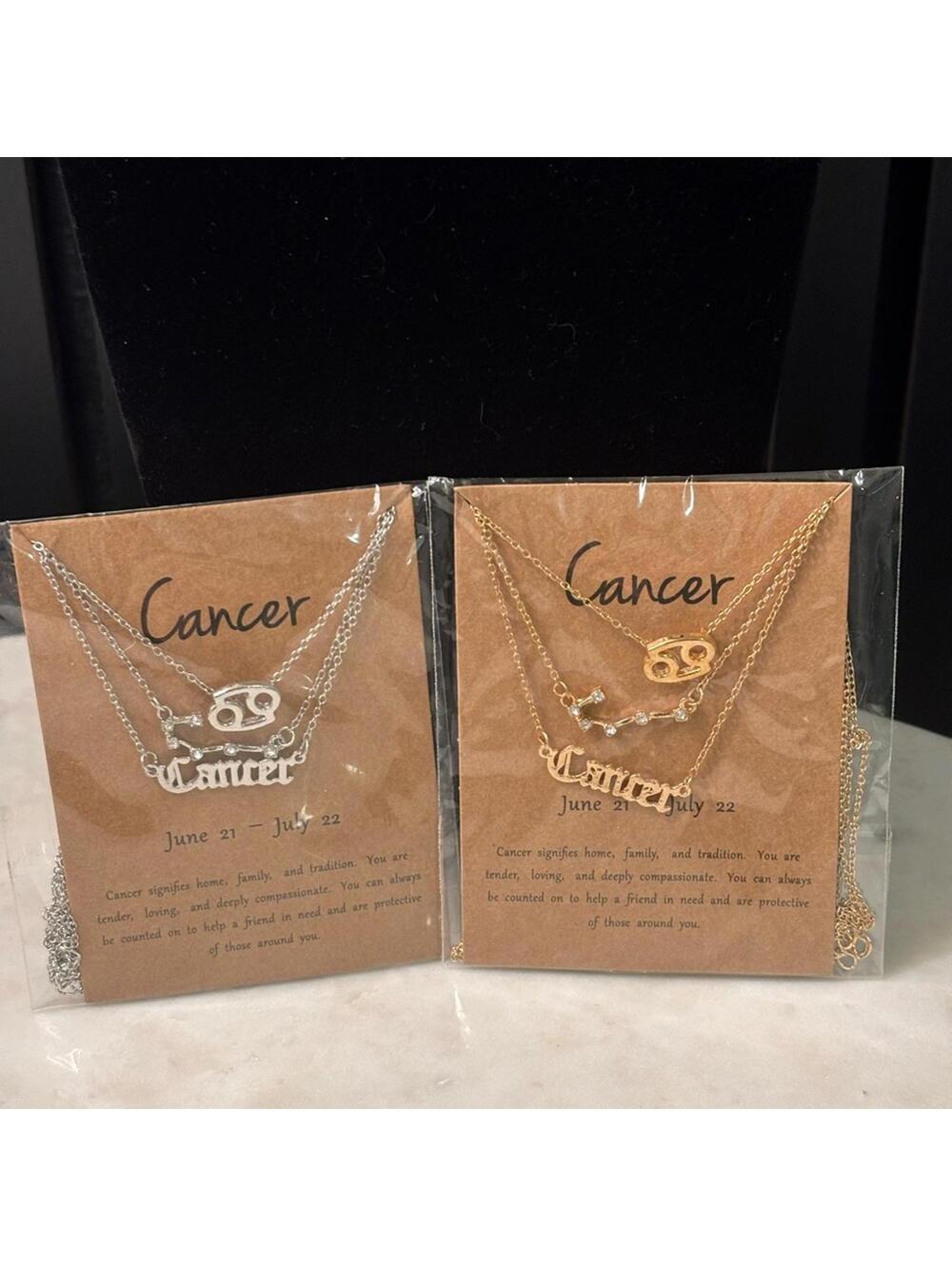 Cancer Zodiac Necklace Set in Gold and Silver